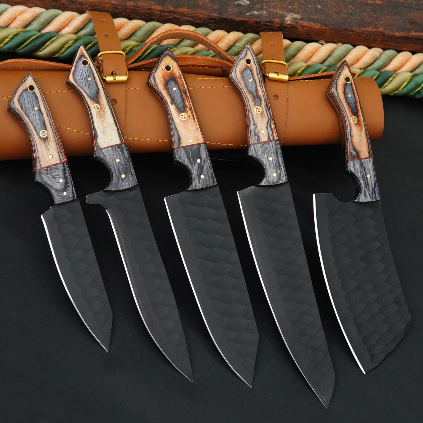 Ferossa ForgeCraft Pro Carbon Steel Chef Knife Set – 5 Piece