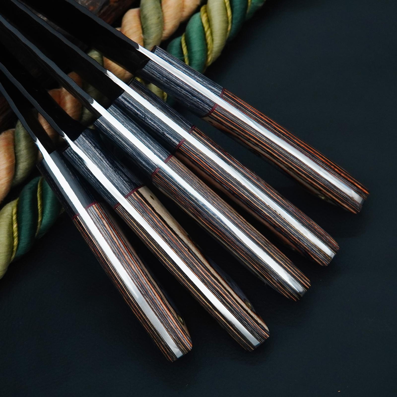 Ferossa ForgeCraft Pro Carbon Steel Chef Knife Set – 5 Piece