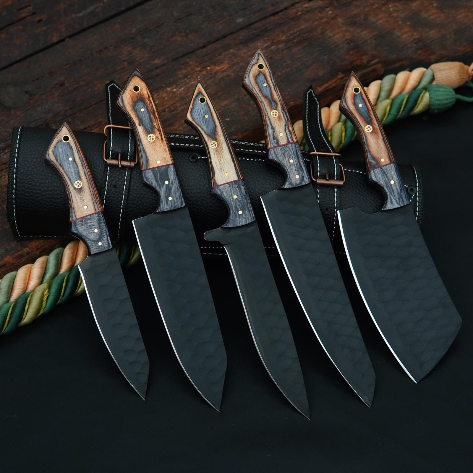 Ferossa ForgeCraft Pro Carbon Steel Chef Knife Set – 5 Piece