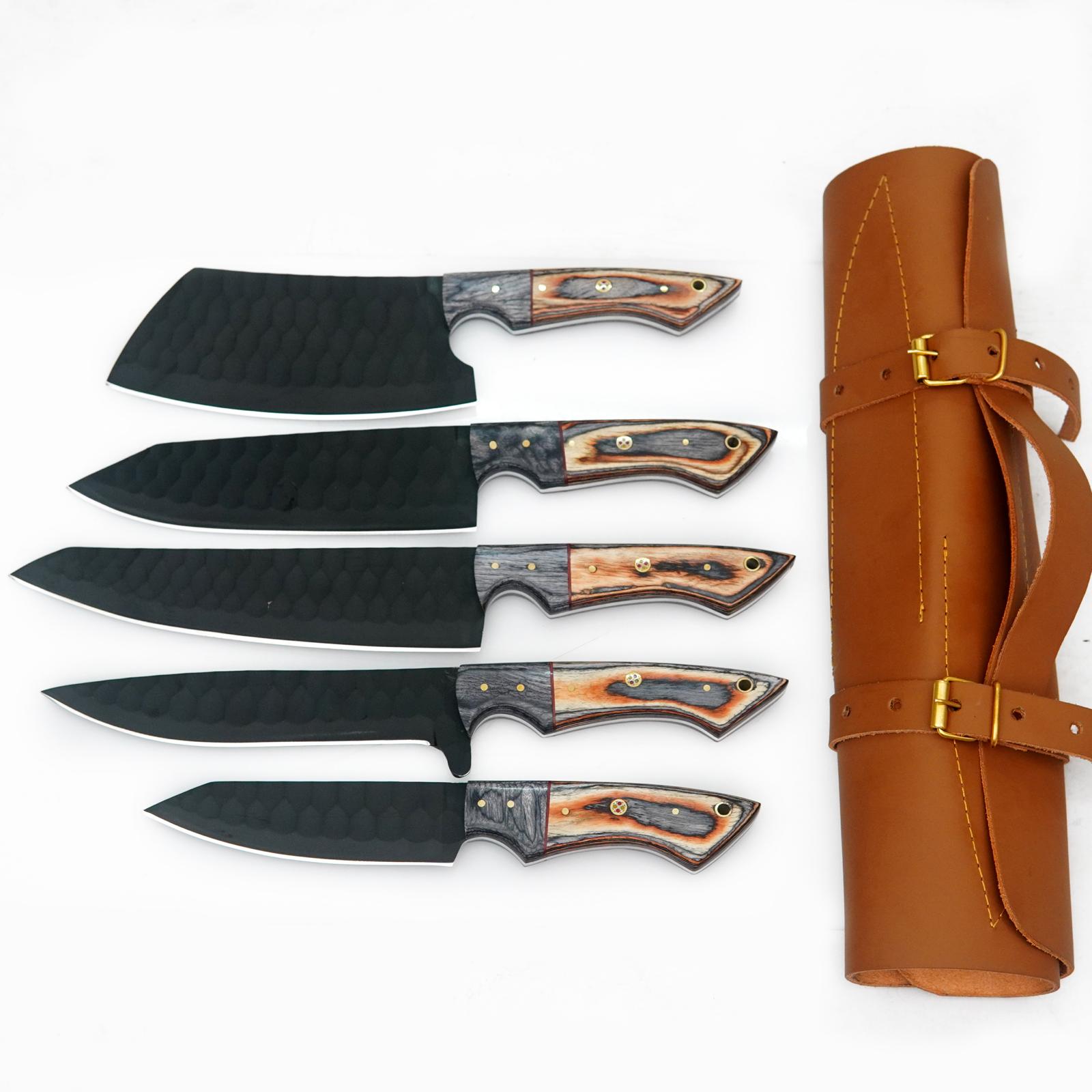 Ferossa ForgeCraft Pro Carbon Steel Chef Knife Set – 5 Piece