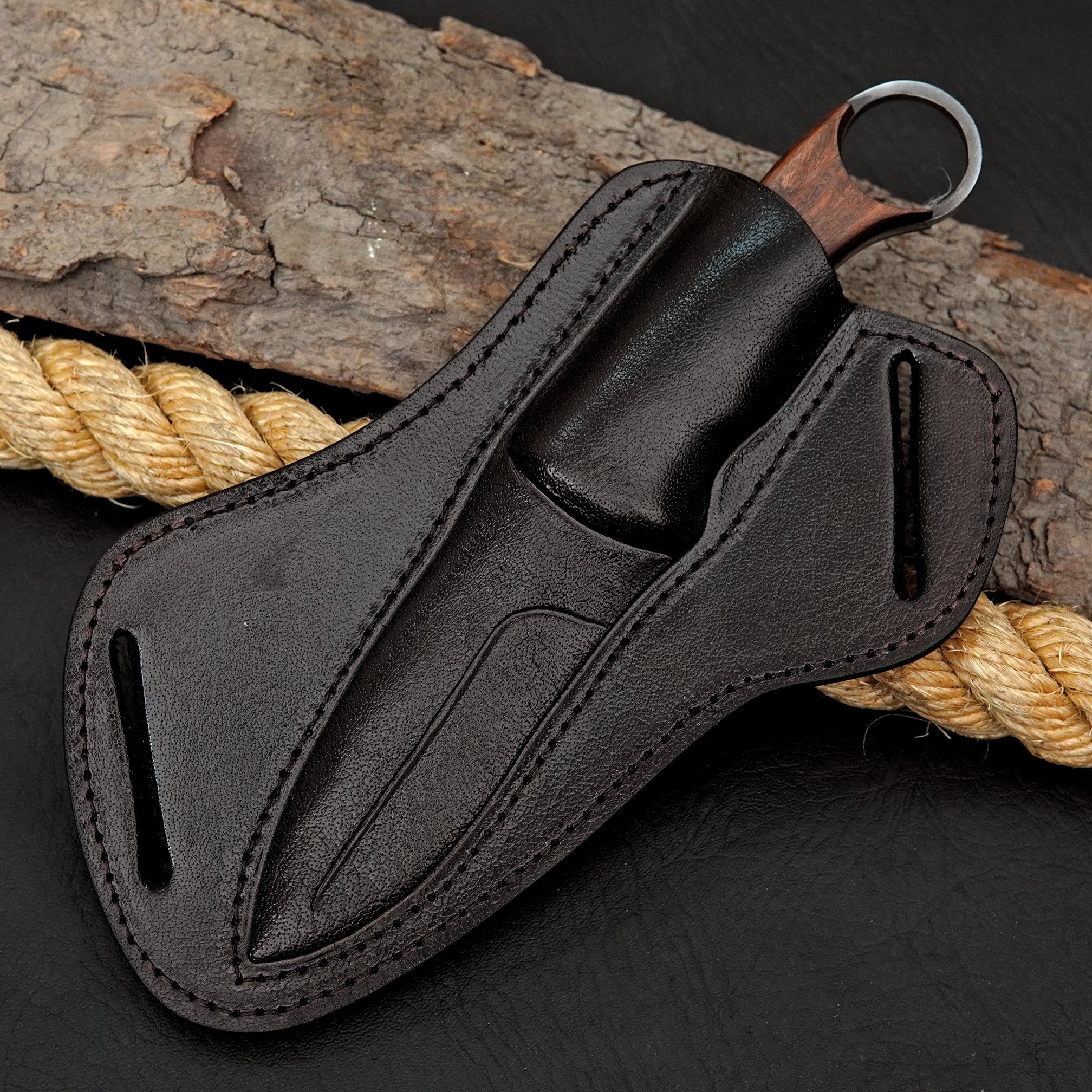 Ferossa Rosewood Hex Edge Skinner Knife – Handmade