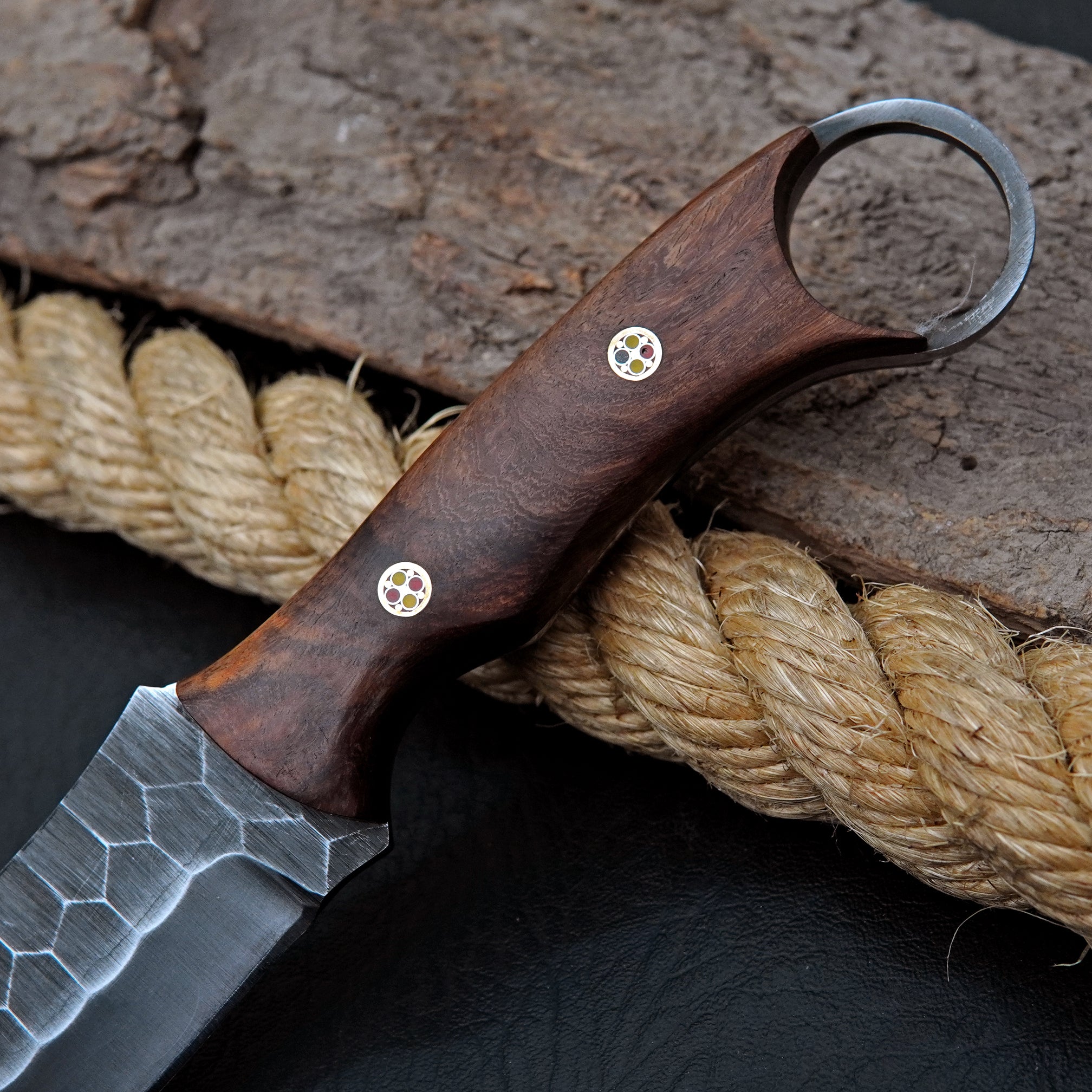 Ferossa Rosewood Hex Edge Skinner Knife – Handmade