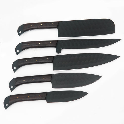 Ferossa Blackforge Pro Carbon Steel Chef Knife Set – 5 Piece (Handmade)