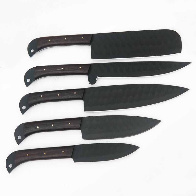 Ferossa Blackforge Pro Carbon Steel Chef Knife Set – 5 Piece (Handmade)