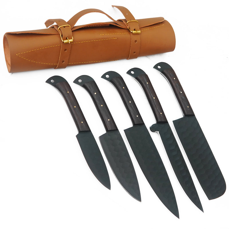 Ferossa Blackforge Pro Carbon Steel Chef Knife Set – 5 Piece (Handmade)