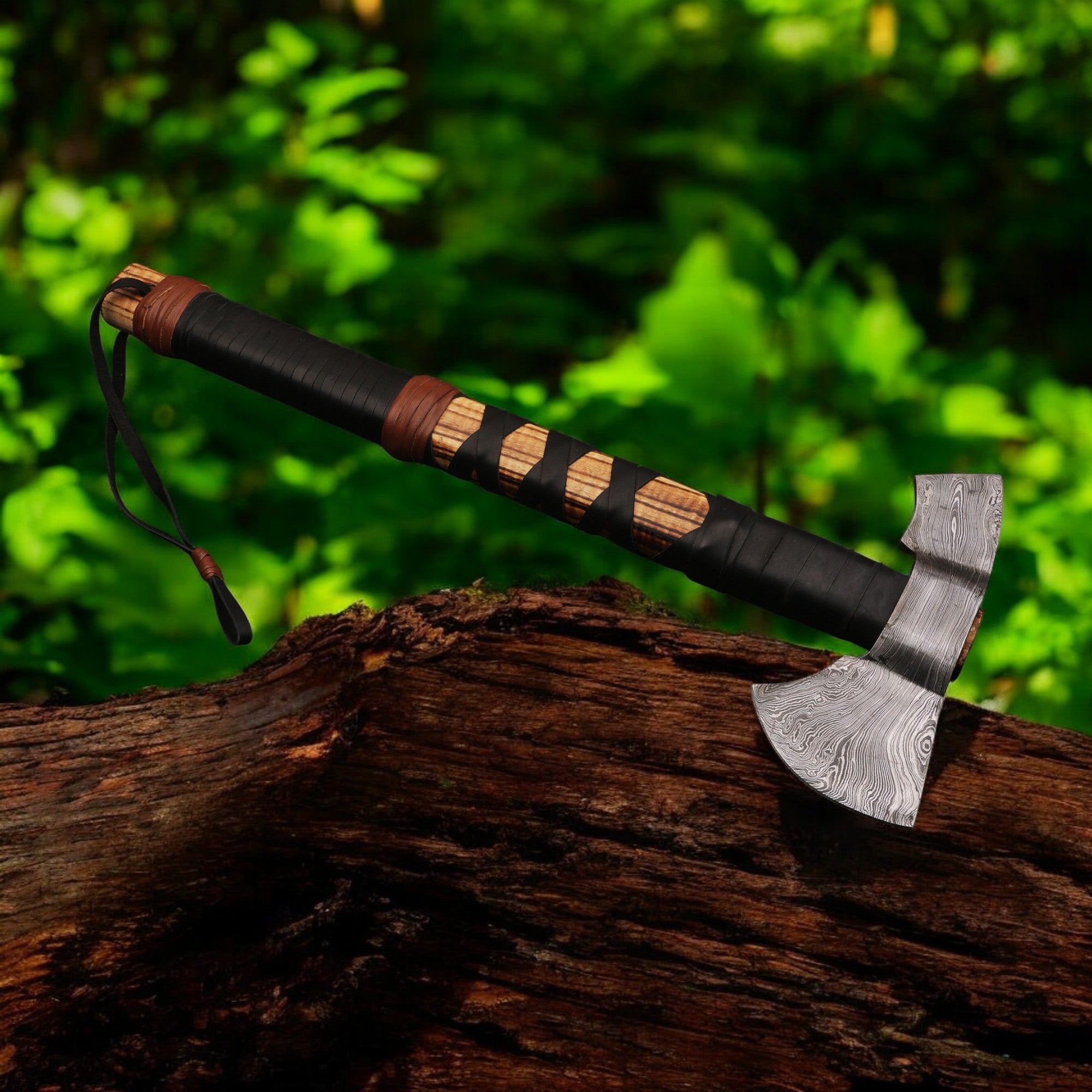 Ferossa Ironforge Damascus Camp Axe – Handmade